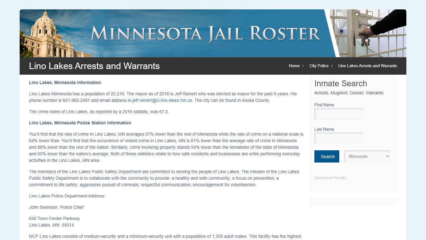 Lino Lakes Arrests and Warrants | Jail Roster Search